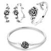 Original 925 Sterling Silver Thorny Rose Earrings Ring Bracelet Set For Women Fashion Personalized Black Rose Jewelry Gift