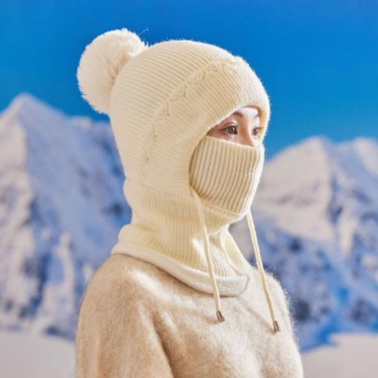 Женская ветрозащитная вязаная шапка с флисовой подкладкой 3-в-1 шарф-капюшон для холодной погоды, для катания на лыжах, пеших прогулок, головной убор