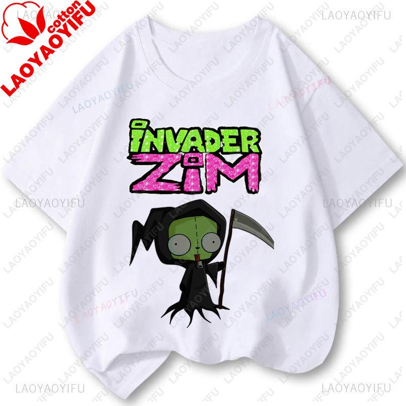 Cartoon Tv Invader Zim Tshirt Unisex Unisex Retro Cintage Popular Shirt Fashion Tee Kawaii Cute Creativity ShortSleeved Tops
