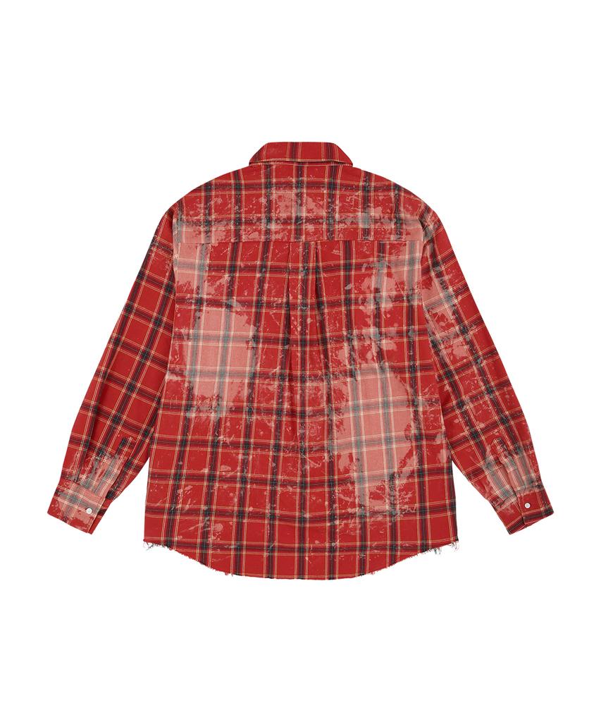 GRAILZ Bleached Plaid Shirts [Red]