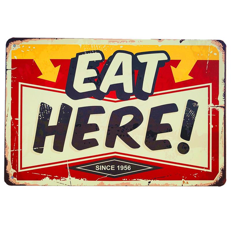 Shabby Chic Vintage Metal Tin Signs BBQ Fast Food Hamburger Cupcake Pop Corn Hot Dog Wall Decor for Kitchen Cafe Diner Bar