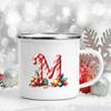 26 Letter Printed Enamel Mug Coffee Juice Milk Mugs Christmas Handle Wine Cup Xmas Best Gifts For Her