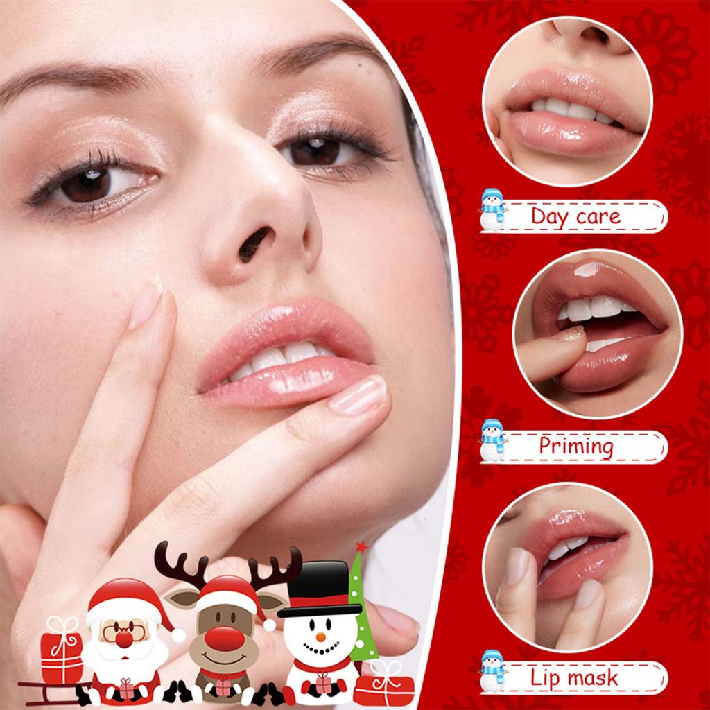 Рождественский подарочный набор бальзамов для губ, 3 фруктовых аромата, увлажняющий бальзам для сухих потрескавшихся губ, в изысканной упаковке, подарок для ухода за губами для женщин и мужчин.