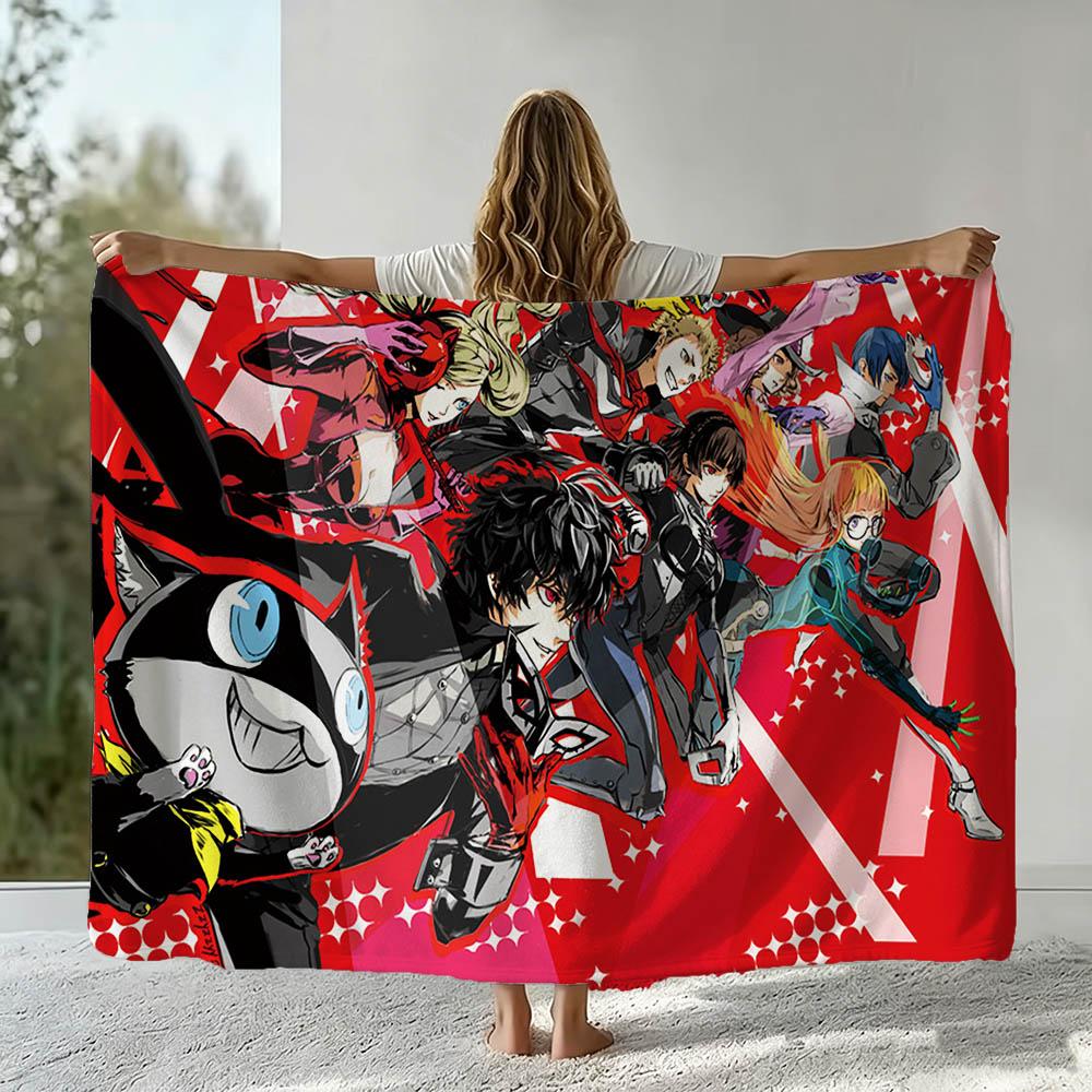 Game P-Persona-a 3 4 5 Royal Anima 3D Flannel Blanket Soft Throw Blanket Art For Home Decor Bedroom Bed Sofa Picnic Fans Gift