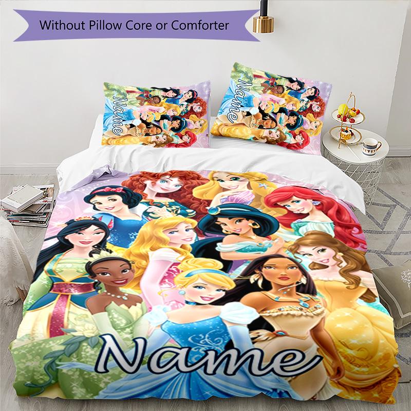 3pcs Princess1 Cover Set - Personalized Name, HD Printed Bedding with 1 Cover and 2 Pillowcases - Perfect for Home Decor, Easy Care