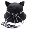 Unisex Outdoor Casual Panama Hat Bucket Hat Cute Cat Ears Streamer Fisherman Cap Summer Sun Caps