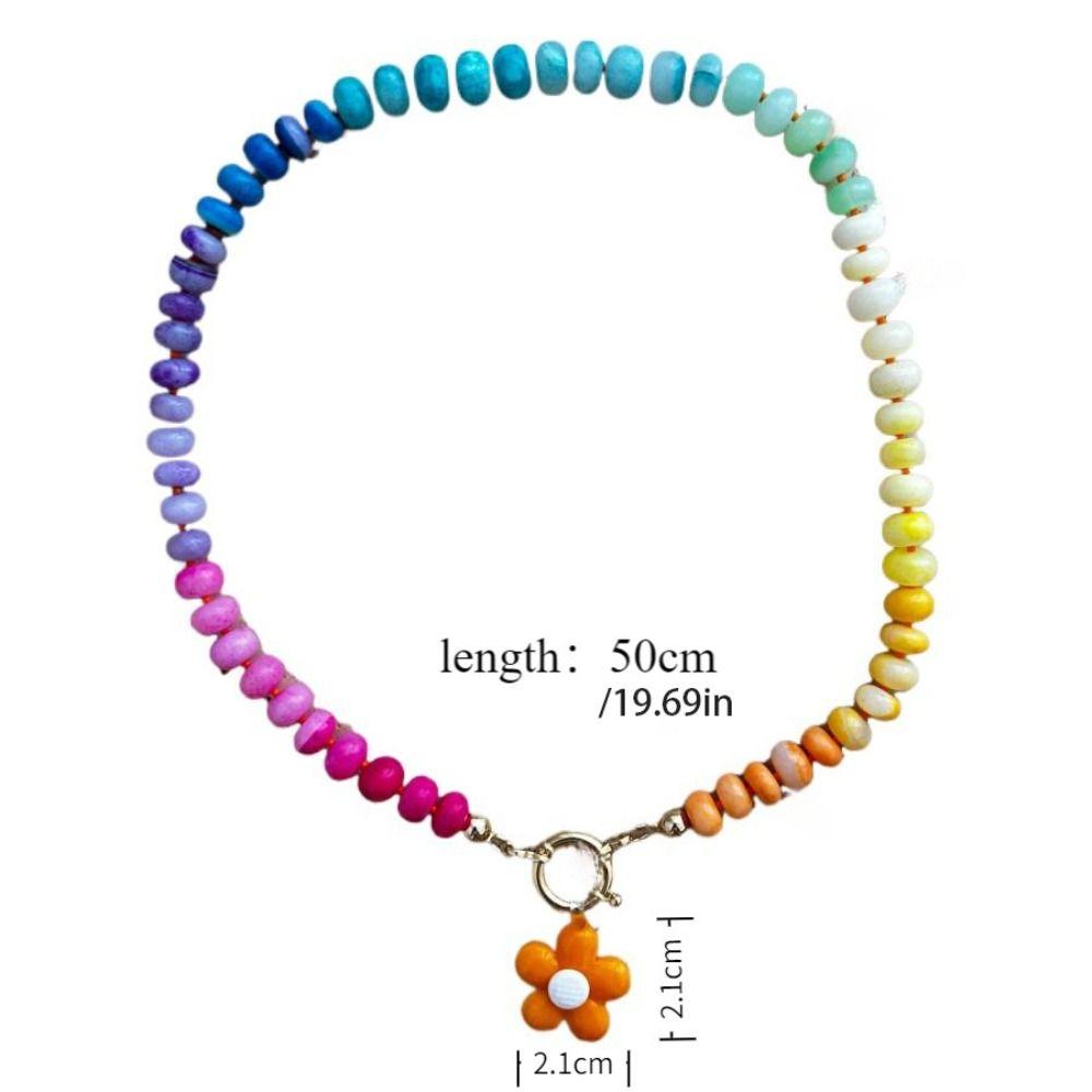 Charms Jewelry Flower Necklace Colorful Beads Pendant Necklace Creative Floral Chain Choker  Summer