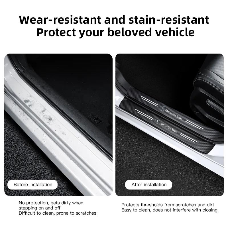 CRG1 1/4/5Pcs Car Door Sill Protector Strip Anti-Scratch Sticker Hubcap For Mercedes Benz AMG GLC GLE CLA GLB GLK W204 W205 W206 W211