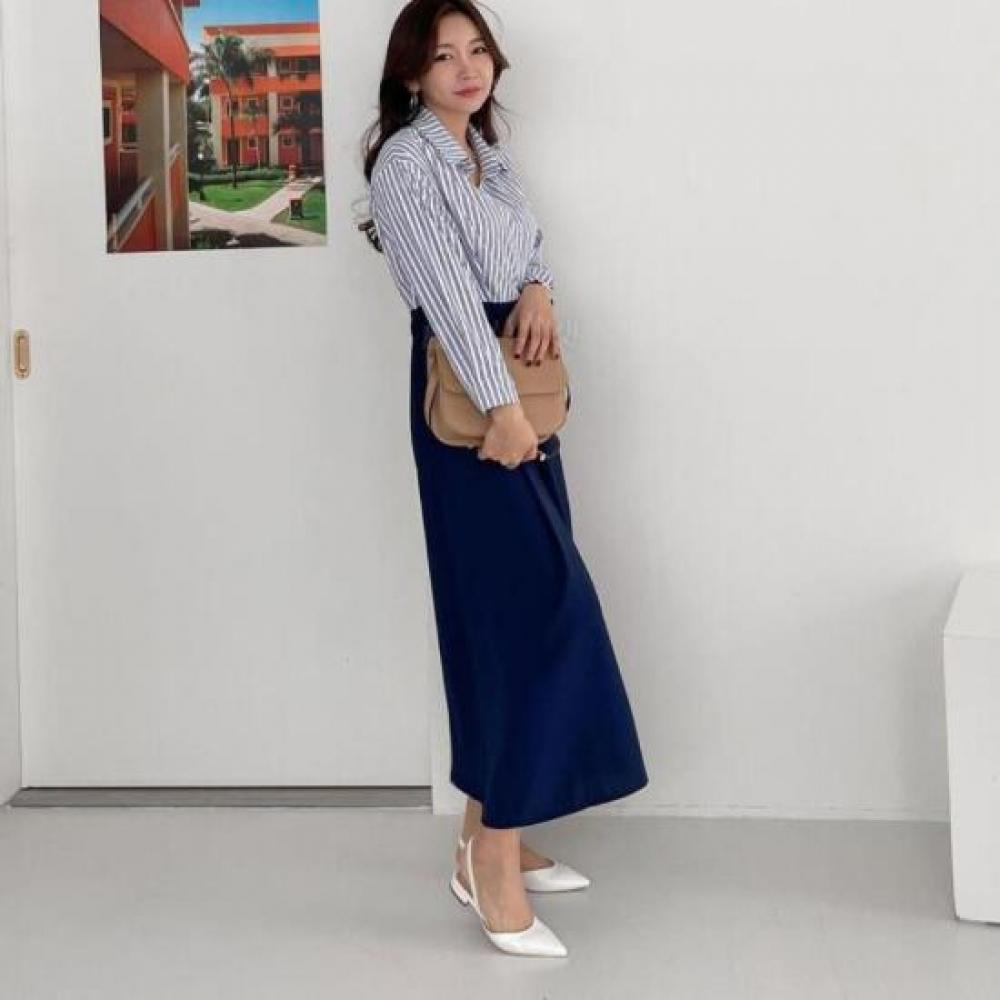 New ArrivAlS Open Run A Line pleAted detAil Long DreSS Striped Women S Suit