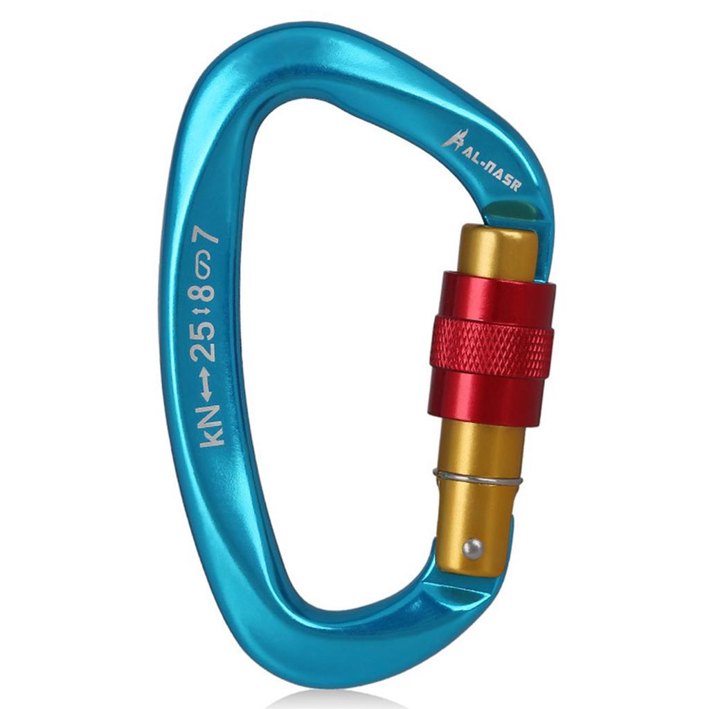 25KN Professional Climbing Carabiner Screw Locking Gate Carabiner Heavy Duty D-shape Climbing