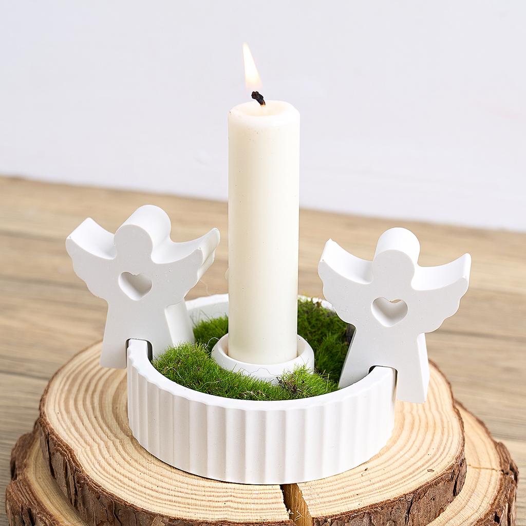 Concrete Round Candle Holder Silicone Mold Striped Glossy Candlestick Resin Mold Plaster Making Craft Gifts Home Decor Supplies