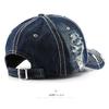 Women's washed denim baseball cap with a distressed look, suitable for outdoor activities, providing warmth, sun protection, and shade