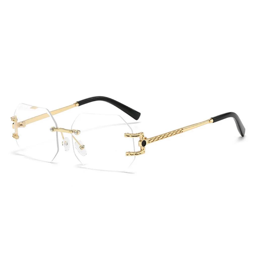 2025 Новые солнцезащитные очки без оправы Cut Edge UV400 Европейские и американские модные очки с большой оправой и полигональными линзами для путешествий и езды на велосипеде