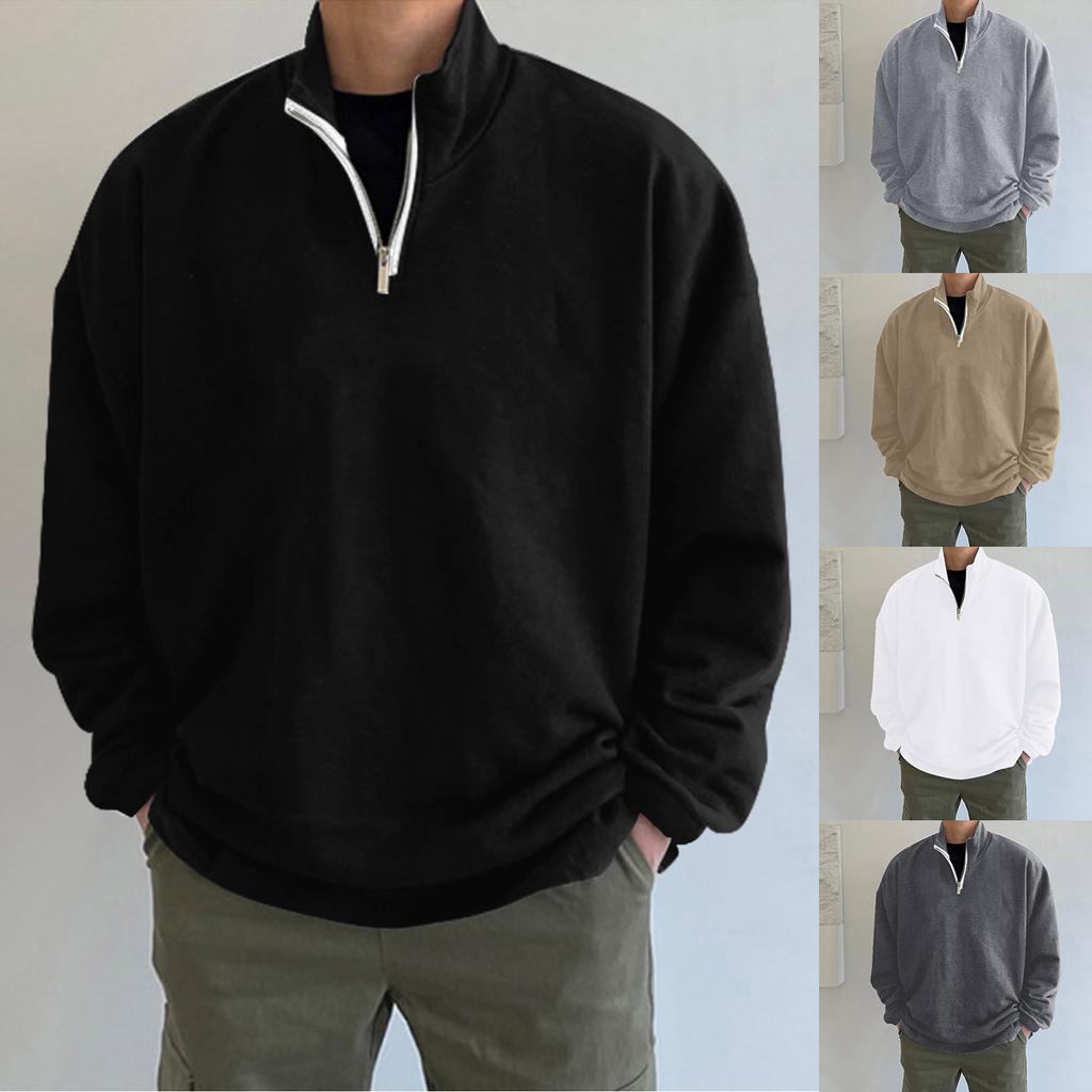 Men's Long Sleeve Casual Tops Long Sleeve Stand Collar Tops Long Sleeves Men's Casual Solid Color T-Shirts Long Sleeve Tops