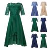 Women's Dress Chiffon Elegant Lace Patchwork Dress Cut-out Long Dress Bridesmaid Evening Dress