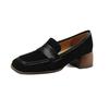 Fashion New Autumn Winter Sheep Suede Women Pumps Shoes for Women French Square Toe Loafers Zapatos Mujer Chunky Heels Ladies Shoes