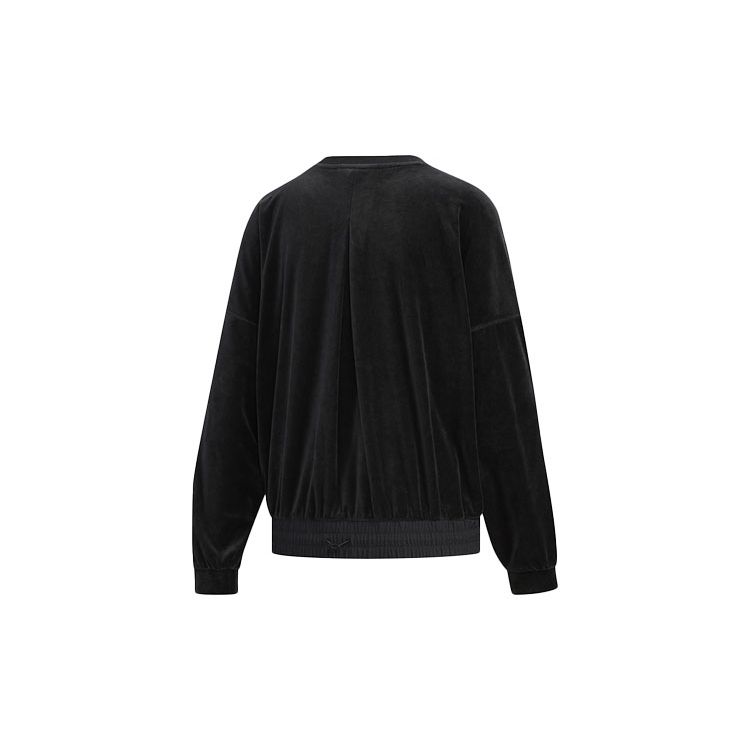 adidas Women's Black Velvet Crew Neck Loose Casual Sports Sweatshirt FI9254