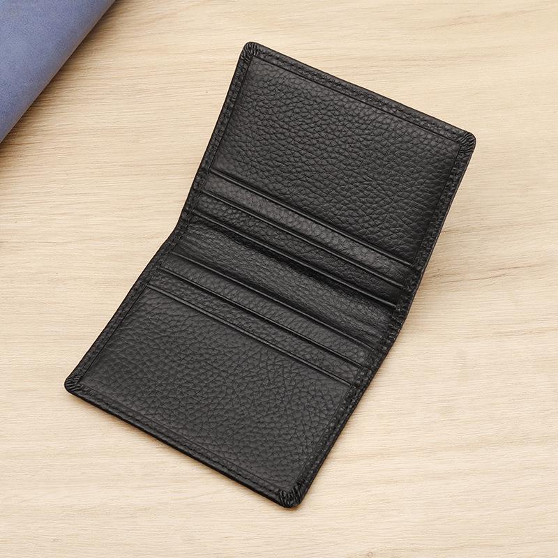 Держатель для карт из натуральной кожи с функцией блокировки RFID - Lychee Grain Cowhide для мужчин и женщин