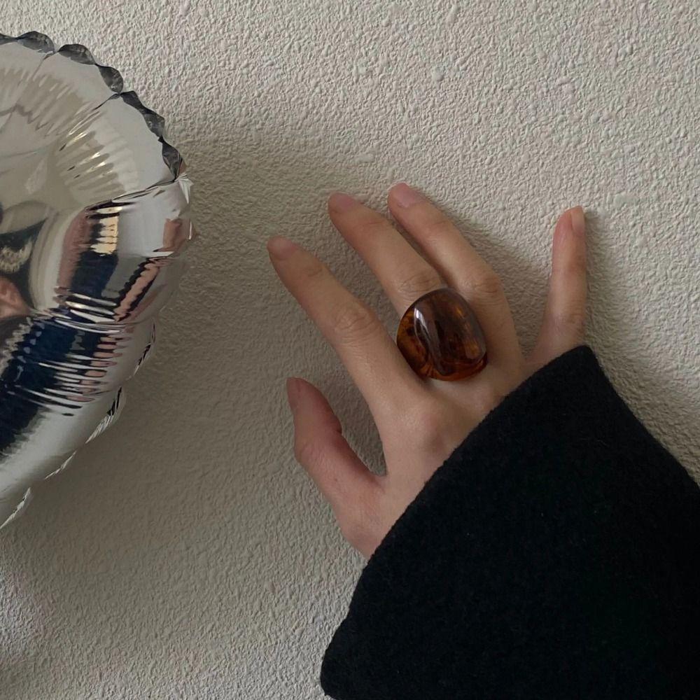 Смола Большие Кольца на Палец Винтажная Панк Бижутерия Новое Массивное Кольцо с Широкой Лицевой Частью