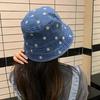 Шляпа рыбака с вышитым хризантемами и улыбающимся лицом ковбоя, женская солнцезащитная шляпа
