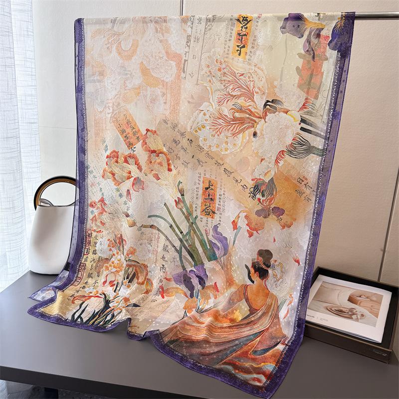 180*70cm Luxury Brand Women Scarf Summer Silk Shawl Lady Wrap Soft Female Echarpe Designer Beach Stole Bandanna Foulard Muffler