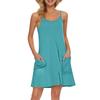 Women's Summer Casual Straps Sundress With Pockets Short Beach Vacation Tank Dresses