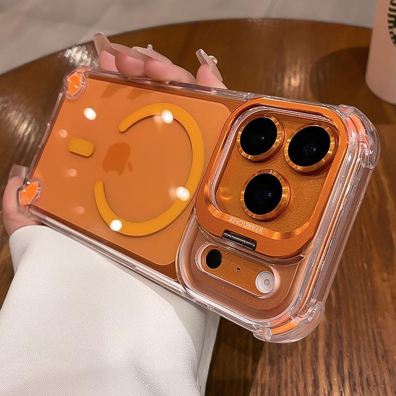 Роскошный прозрачный чехол с подушкой безопасности для iPhone 17 16 15 14 12 13 Pro Max Plus Air для Magsafe Прозрачная крышка с подставкой-держателем для камеры