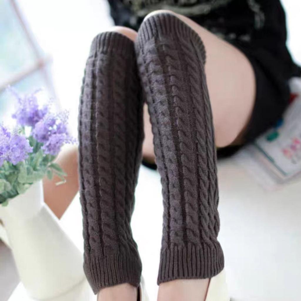 Winter Thickened Warm Breathable Solid Pattern Leg Warmers Korean Style Fashion Chunky Knit Women's Loose Versatile Slouch Socks