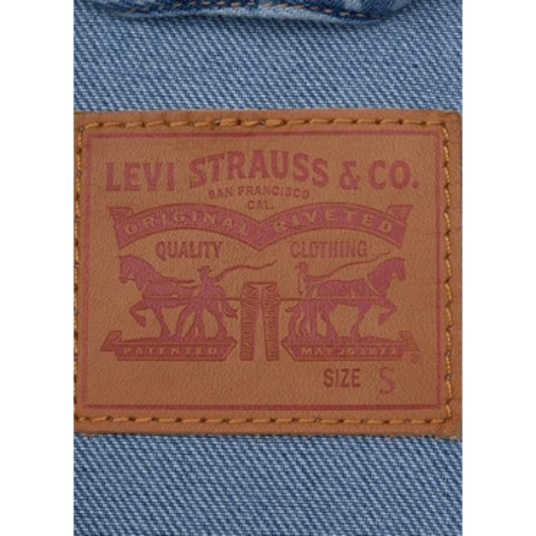 Винтажное джинсовое платье Levis с воротником и коротким рукавом с принтом Женские платья Темно-синий 001BV-0000