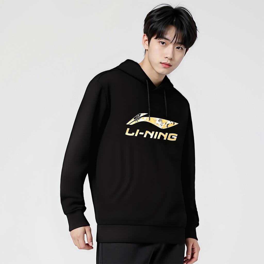 Li-Ning Модный пуловер с круглым вырезом, трендовый спортивный стиль жизни, удобный, универсальный, простой, энергичный свитшот, мужской свитшот AWDVJ01-4