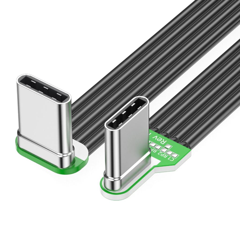 Гибкий кабель Type C - Type C плоский силиконовый мягкий провод с левым и правым угловыми разъемами, 8 вариантов длины для камер и электроники