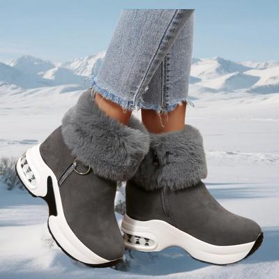 Женские зимние теплые ботинки на молнии сбоку, большого размера, на платформе, на танкетке, с флисовой подкладкой, хлопковые туфли