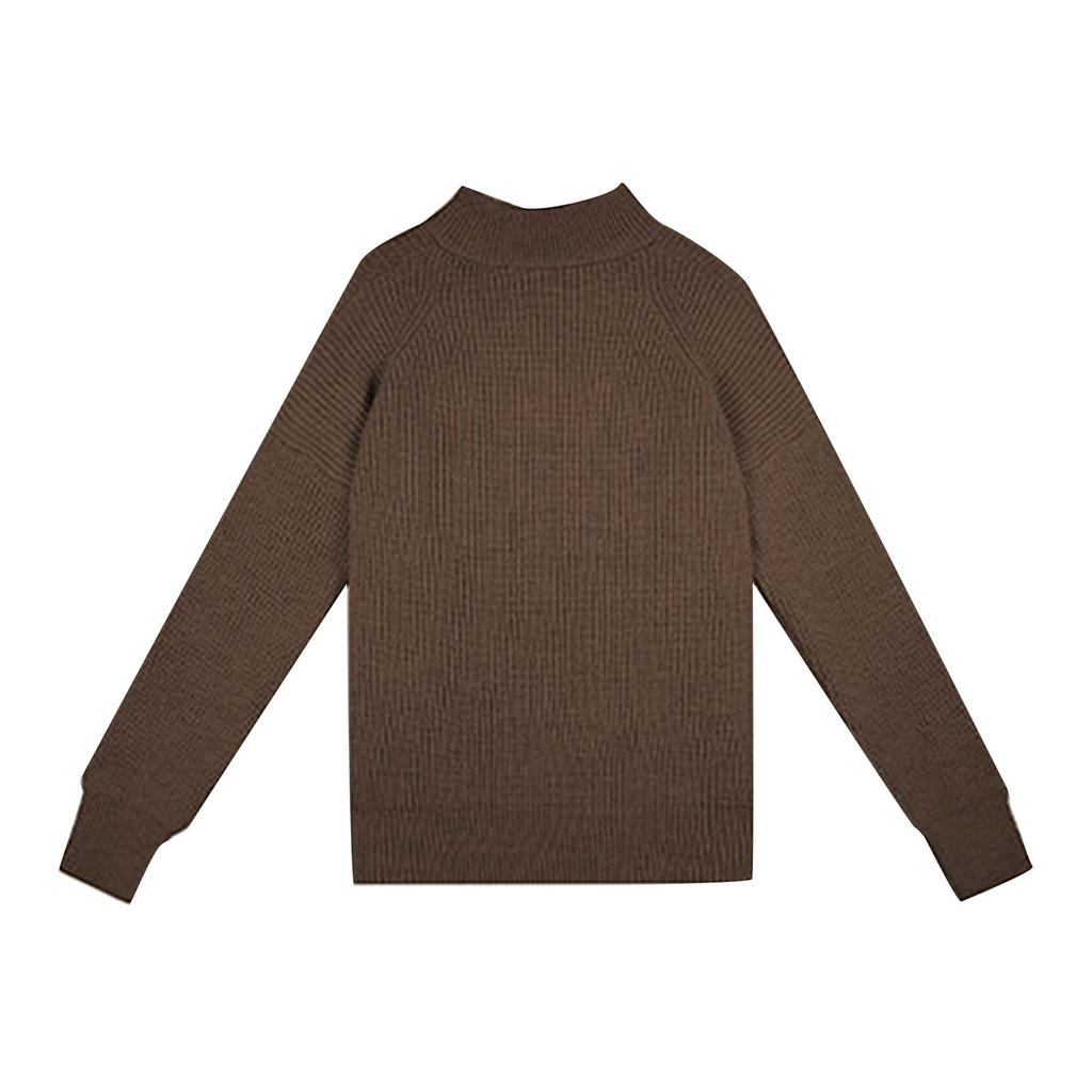 Женский И Зимний Вязаный Модный Однотонный Лоскутный Пуловер С Длинным Рукавом Свитер