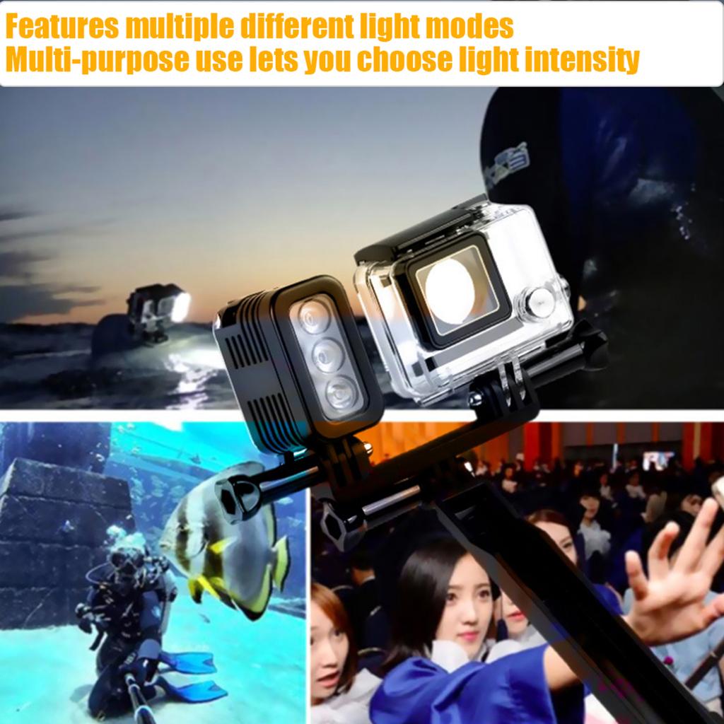 USB Rechargeable Battery Waterproof LED Video Lamp Underwater Diving Fill Light for Sports Camera