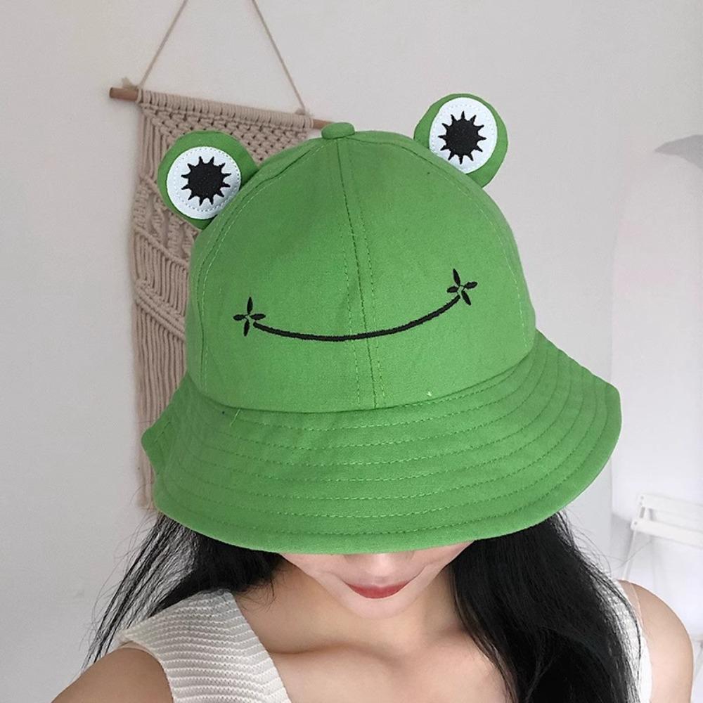 Sun Protection Women Bucket Hat Frog Shaped Fishing Cap Cute Sunscreen Hat Outdoor