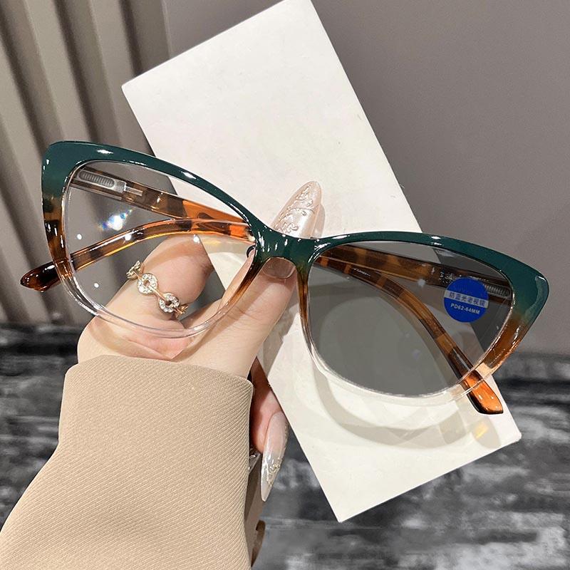 Стильные очки «кошачий глаз» фотохромные с защитой от синего света для пресбиопии унисекс высокой четкости ультралегкие для чтения от 0 до +4.0