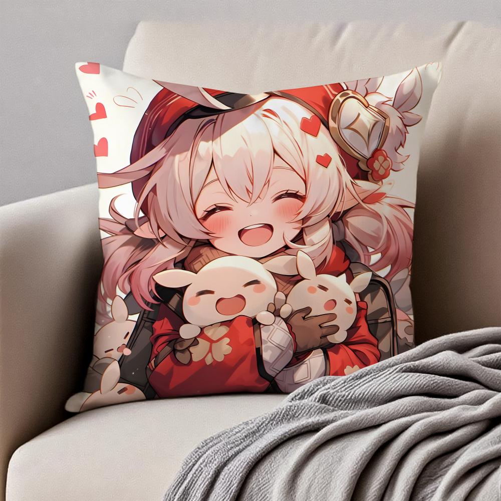 mmiHoYo KKlee GGenshin Impact Cushion Cover Pillowcase Antidustmite Invisible Zipper Short Plush Sofa Cushion
