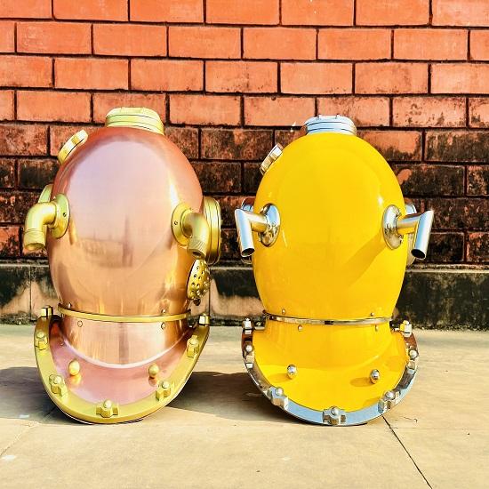 Set of 2 Nautical Scuba Diving Helmet US Navy Mark V Divers Helmet Deep Diving Helmet Diving Helmet Mark V Marine Diving Helmet