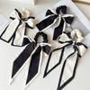 1Pc Fashion Solid Bow Ribbon Tassel Hair Scrunchies Elastic Hair Bands For Women Hair Tie Party Ponytail Ribbon Hair Accessories