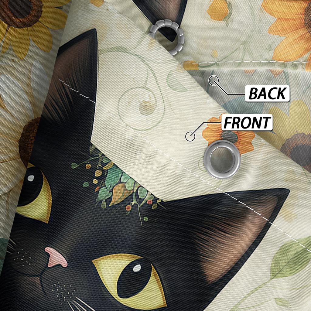 1 шт. Акварельные коты и подсолнухи, напечатанная шторка для душа, водонепроницаемая, моющаяся, с 12 крючками, для душа в ванной, для дома