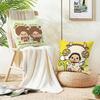 Cute MMonchhichiS Cushion Cover Breathable and skinfriendly linen pillowcase square removable and washable cushion