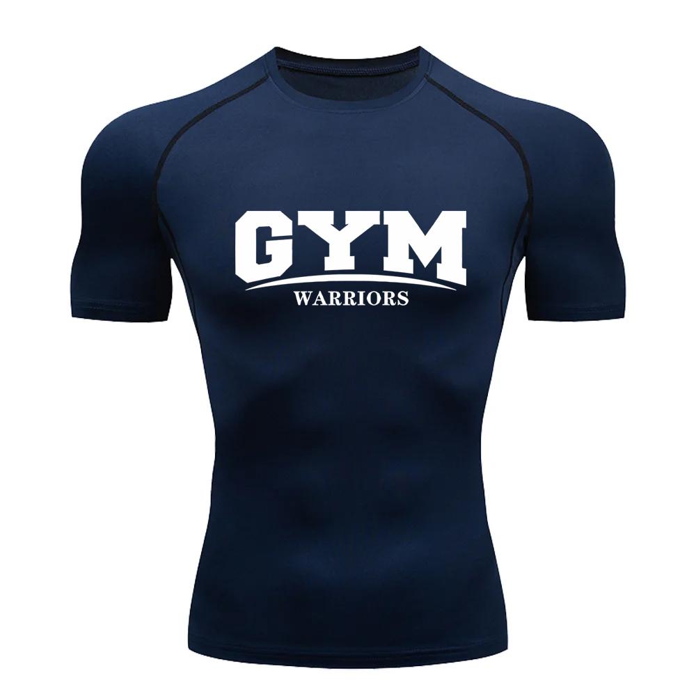 Мужская компрессионная рубашка для тренировок в тренажерном зале, с короткими рукавами, дышащая, впитывающая пот, быстросохнущая эластичная футболка, летняя S-3XL
