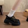 Cowhide Version Thick-soled Thick-heeled Small Leather Shoes Women's 2025 New Versatile Height-increasing Women's Shoes Single Shoes Leather Loafers 