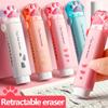 Kawaii Retractable Eraser Cute Cat Korean Stationery Rubber Drawing Erasers Children's School Supplies Office