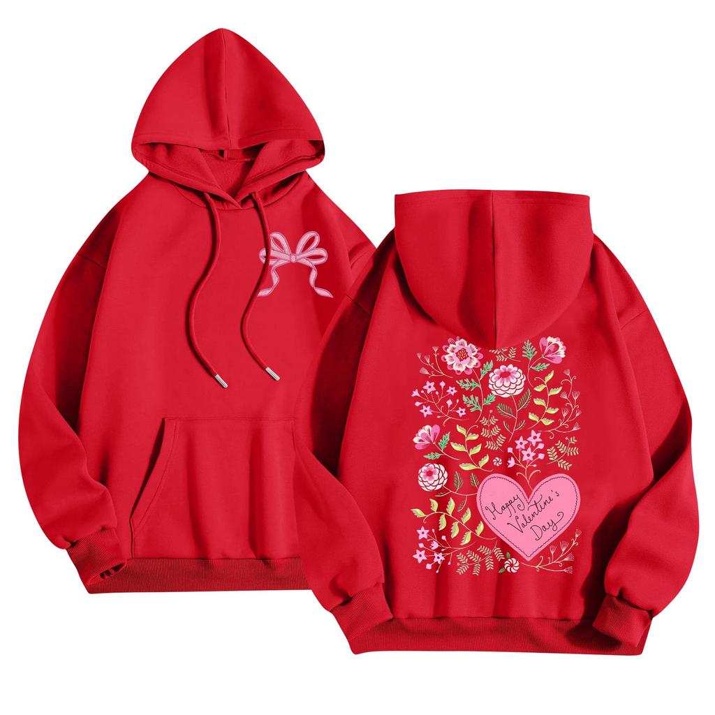 Женская толстовка с капюшоном и круглым вырезом, длинными рукавами и цветочным принтом