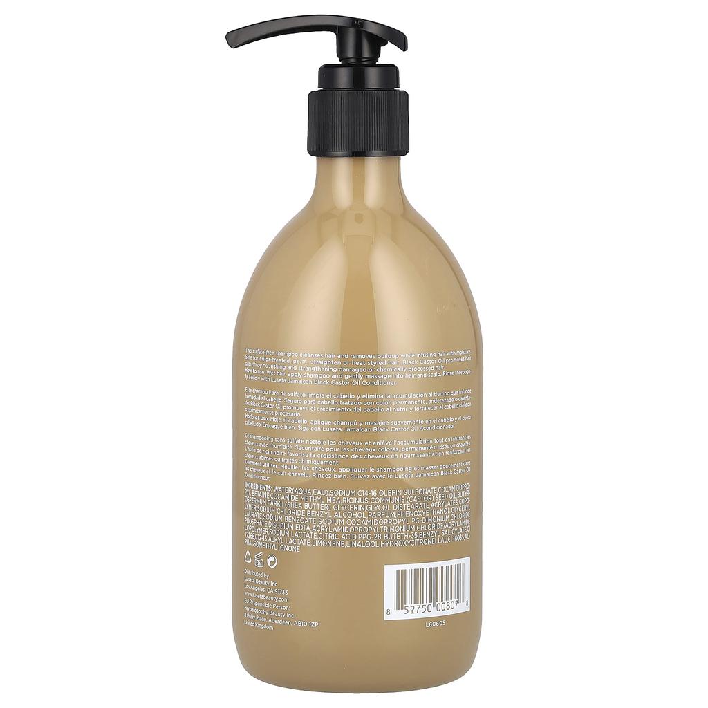 Luseta Beauty Шампунь с черным касторовым маслом из Ямайки, для сухих и тонких волос, 16,9 жидких унций (500 мл)