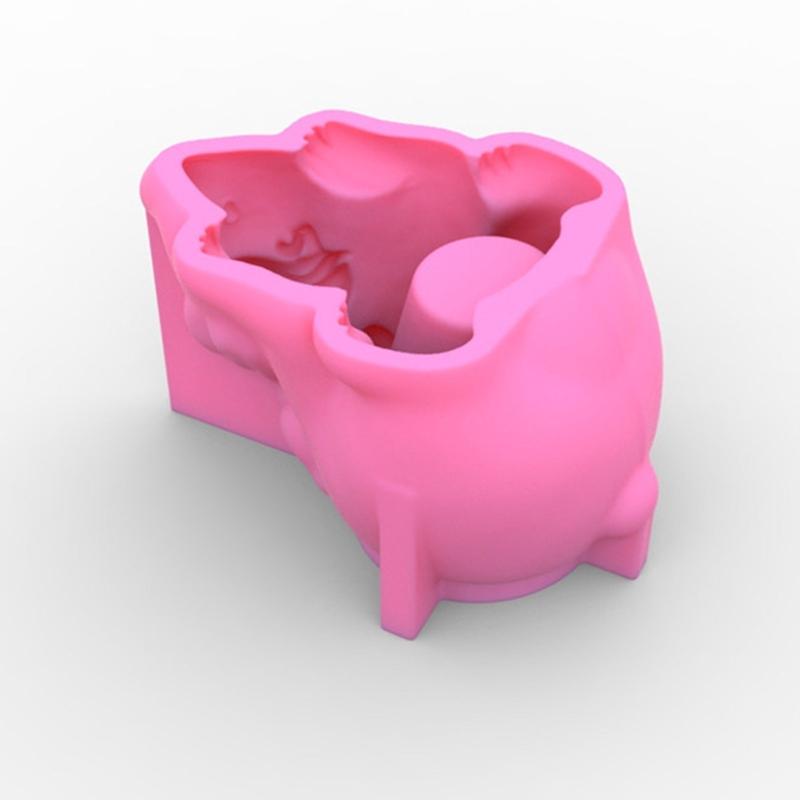 Cute Bear Flower Silicone Mold Concrete Resin Plaster Vase Mould Holder Cement Planter Tools Table Ornament