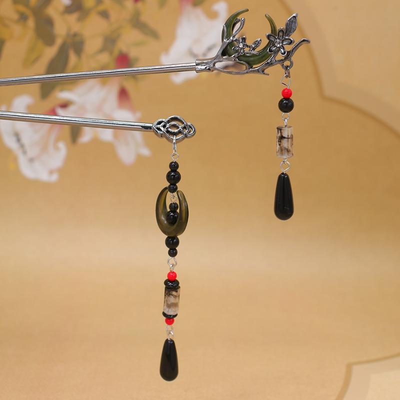 Ханьфу Шаг Дрожащая Кисточка Украшения для Волос Сплав Китайский Стиль Цветок Сливы Луна Заколка для Волос Простой Инструмент для Укладки Волос для Пучков