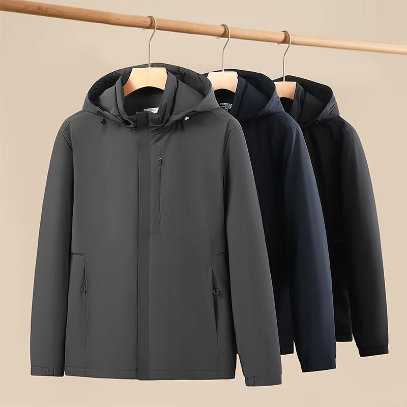 Dibinze Men's Plus Size Warm Padded Jacket with Detachable Hood