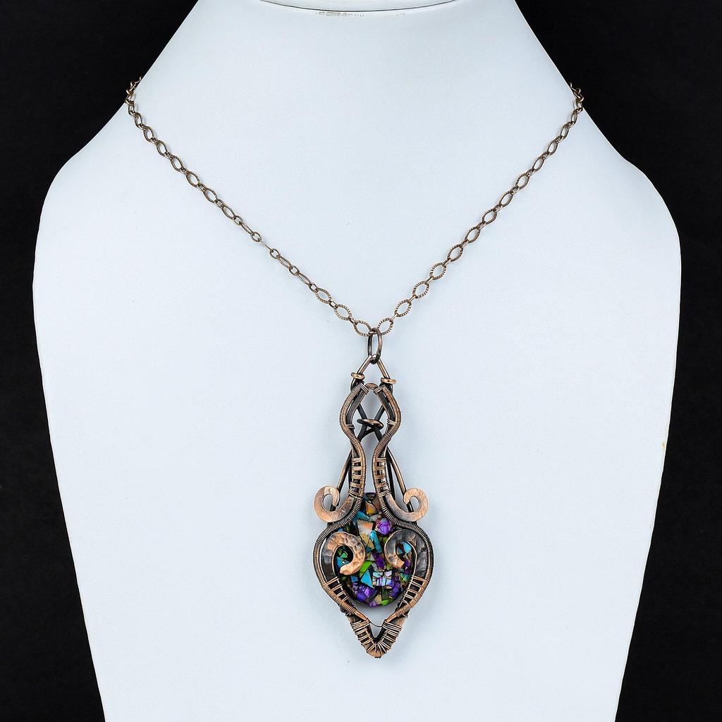 Fiesta Kingman Бирюзовый Подвеска Мульти Медный Бирюзовый Подвеска Медная Проволока Обернутая Подвеска Ювелирные Изделия Из Драгоценных Камней Подарок Для Женщин Ювелирные Изделия Ручной Работы